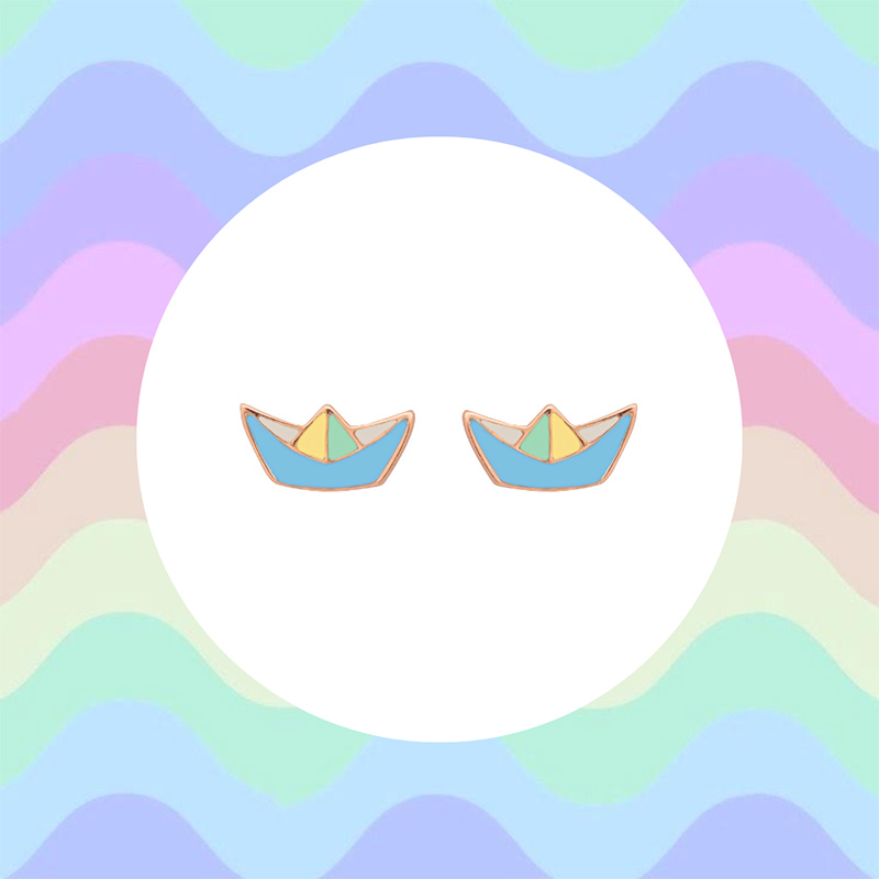 Blue & Yellow Paperboat Earrings