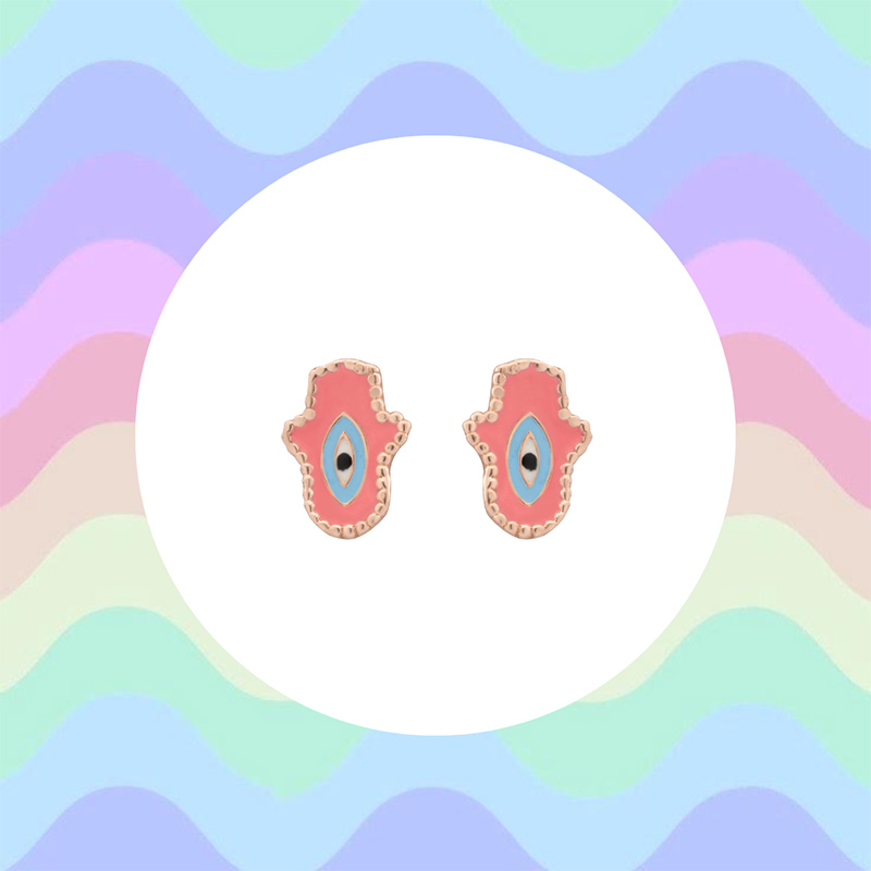 Pink & Blue Evil Eye Earrings