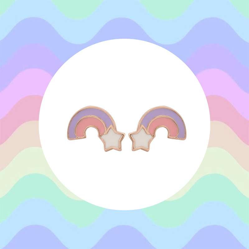 Pink & Purple Rainbow with Star Earrings