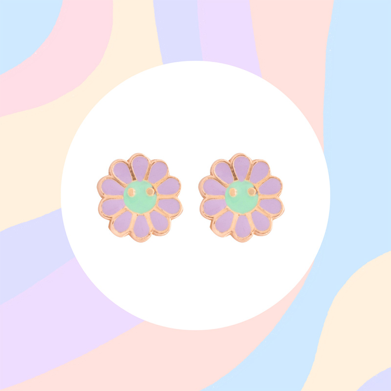Purple & Green Flower Earrings