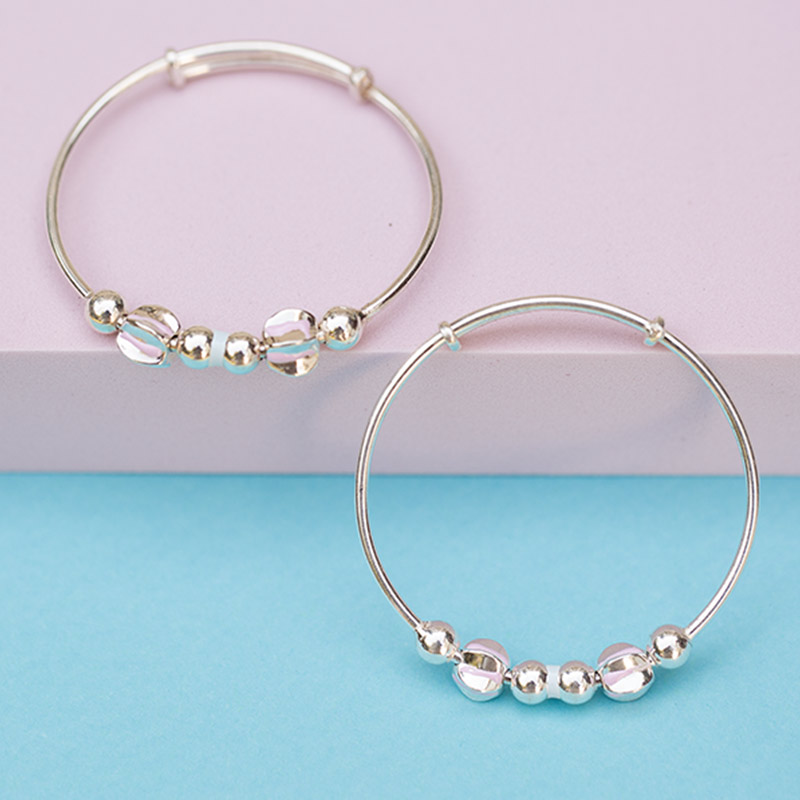 Pink & Blue Silver Baby Bangle