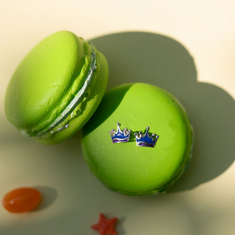 Blue Crown Earrings