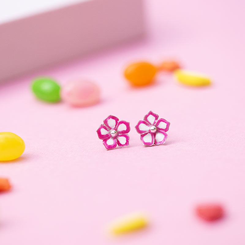 Hot Pink Flower Earrings